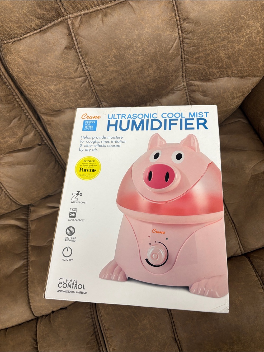 Crane Pink Ultrasonic Cool Mist Humidifier - Pig Design